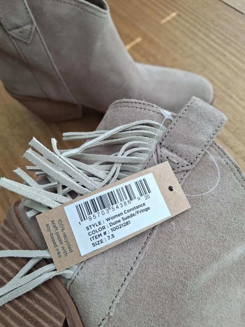 (New) Toms – Constance Heeled‎ Ankle Boots (Dune Suede/Fringe) / Women's 7.5